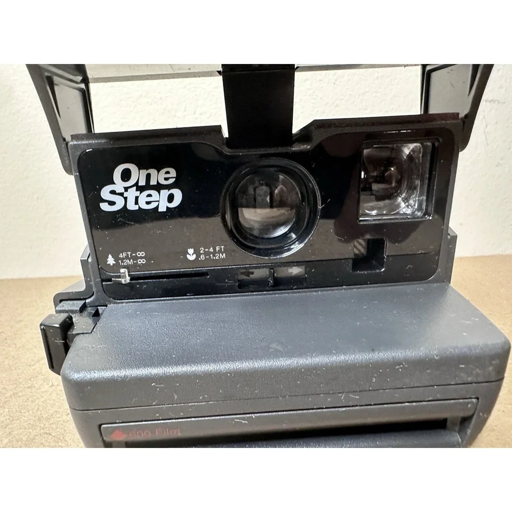 Vintage Polaroid 600 One Step Flash Instant Film Camera Black with Strap